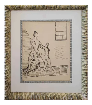 Virgilio Guidi, Spatialist Encounter, Ink on Paper, Framed