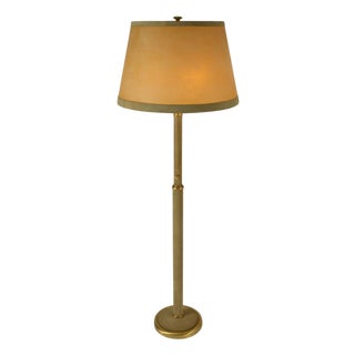Leather and Parchment Floor Lamp, 1960s For Sale