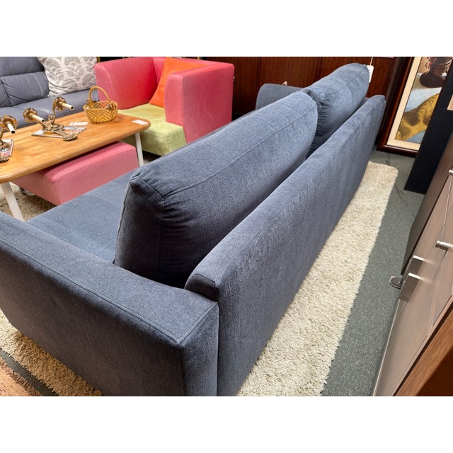 American Leather for Crate & Barrel Queen Bedford Trundle Sleep Sofa, Lake Chenille For Sale - Image 9 of 12