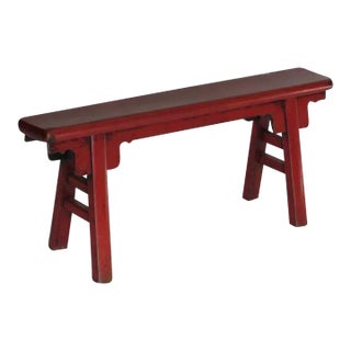 Late 19th Century Red Lacquer Bench For Sale