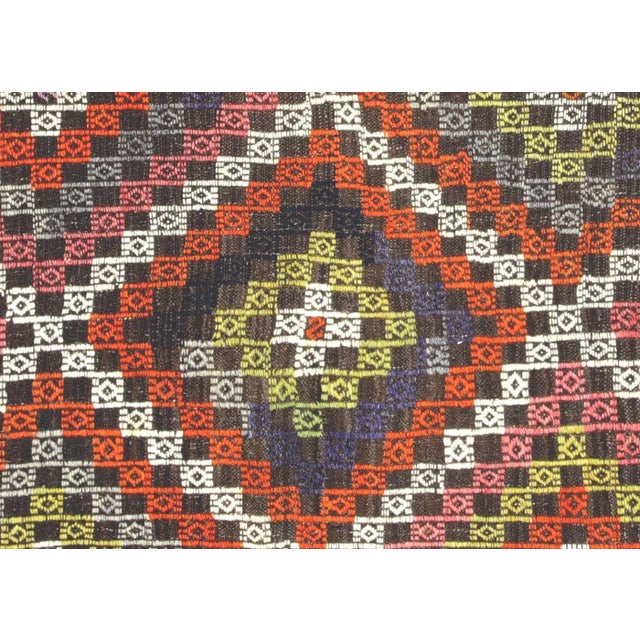 1960s Turkish Kilim. Hand woven with wool on wool foundation in the Oushak region of Turkey. Kilims & Flat Weaves are rugs...