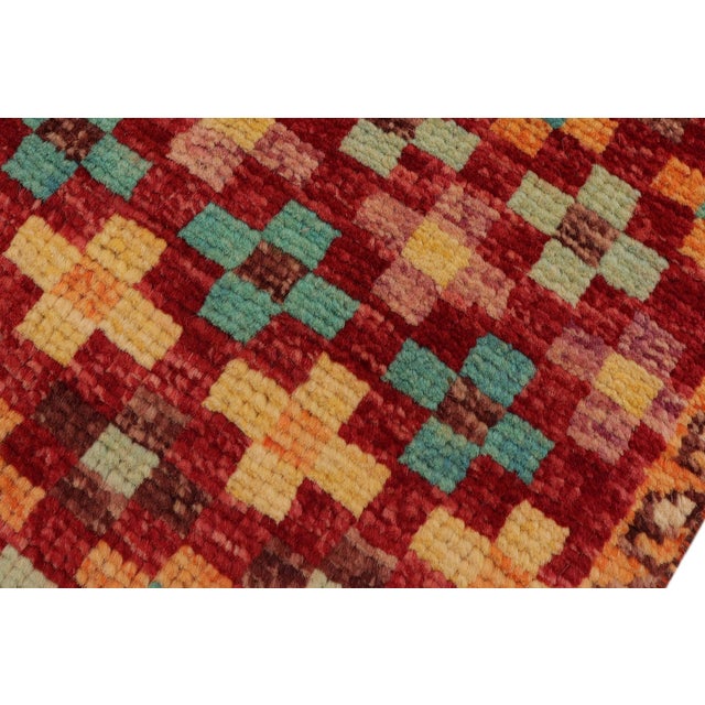 Red Modern Balochi Red/Blue Wool Rug - 3'3''x5'0'' For Sale - Image 8 of 11
