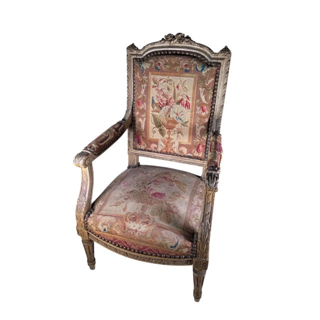 An extremely rare and exquisite Louis XVI style miniature chair, beautifully preserved with its original painted finish...