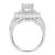 This diamond cocktail ring sparkles with a central square cluster of round diamonds surrounded by a double halo. The wide...