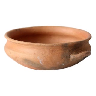 Antique Terra Cotta Bowl With Loop Handles For Sale
