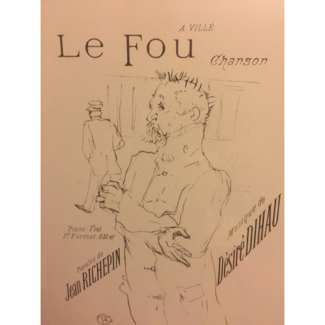 This piece is titled: Le fou. Meaning the crazy From the original edition from Paris: 282/450. Artist : Henri de toulouse...