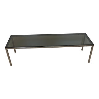 Mid Century Chrome and Smoke Glass Coffee Table in Style of Florence Knoll For Sale