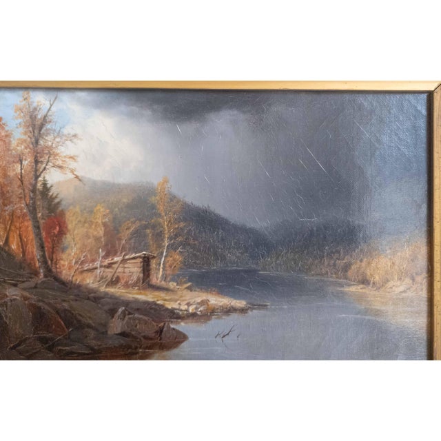 Gray 19th Century Hudson River School Painting of Adirondack Lake by William Richardson Tyler For Sale - Image 8 of 18