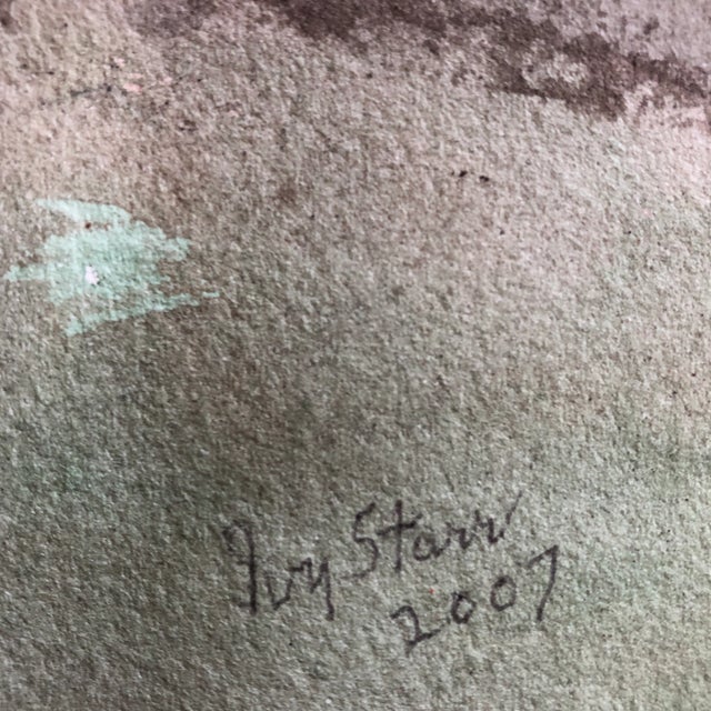 Green Original Watercolor Painting by Ivy Starr Dancing With Amaryllis Flower For Sale - Image 8 of 9