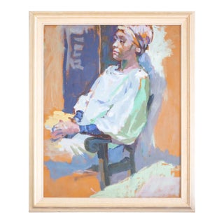 Large Impressionist Portrait Oil Painting by Gerald Spencer For Sale