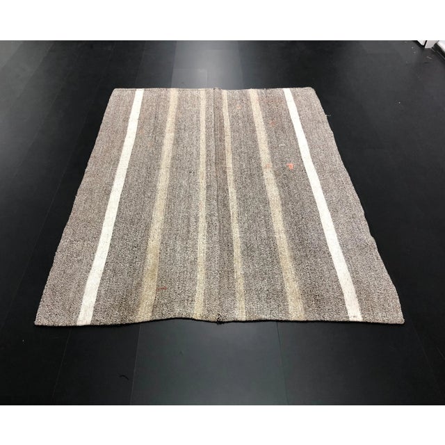 Vintage Turkish Oushak Handmade Striped Area Kilim Rug - 5'6" x 7'2" For Sale - Image 11 of 11