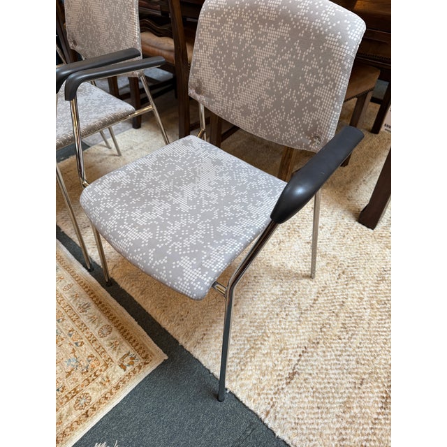 Gray Hightower Modernist Stackable Damask Print Arm Chairs, Pair For Sale - Image 8 of 12