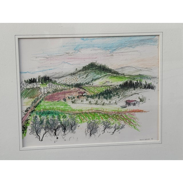 Original Artwork on Paper in Fine Gallery-Style Presentation, Tuscany, 1987, American Listed Artist, Framed For Sale - Image 4 of 9