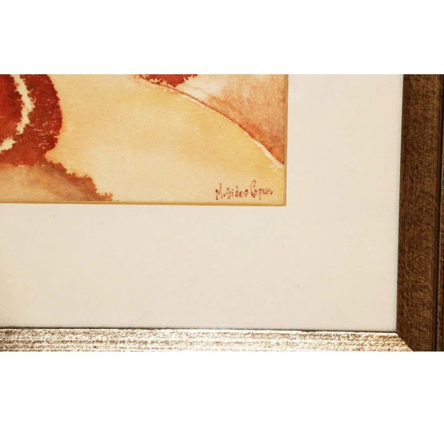 Red Myra Sides Copus Original Watercolor Painting Portrait of a Girl For Sale - Image 8 of 12