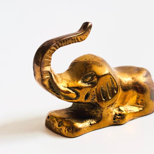 Small Vintage Brass Elephant For Sale - Image 4 of 8