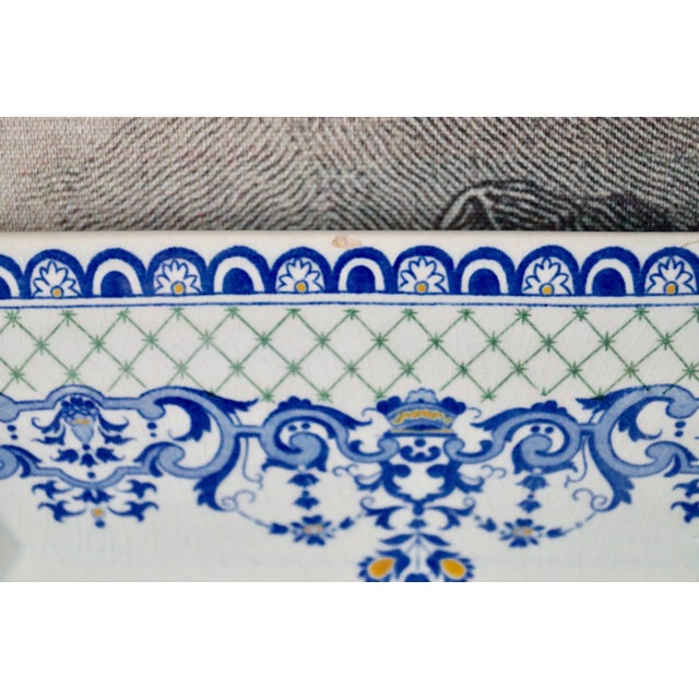 Big Vintage Gien France Tureen with Underplate For Sale - Image 3 of 10