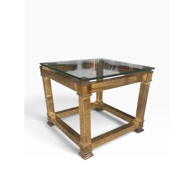 1970s Vintage Mastercraft Brass & Glass Side Tables — Pair For Sale - Image 5 of 9