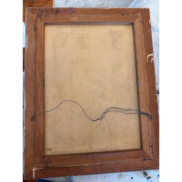 Mid-Century Modern 1960s Ratz Mid Century Modern Geometric Abstract Oil Painting For Sale - Image 3 of 6
