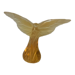 1980s Lalique Amber Butterfly Figurine Paperweight