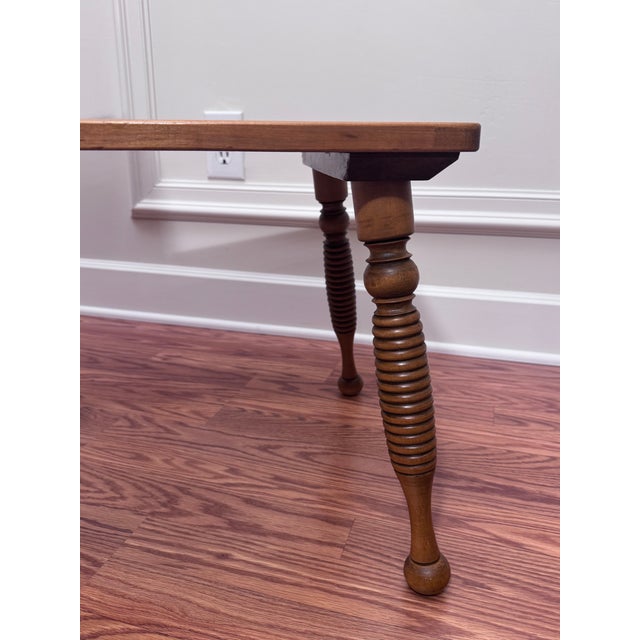 Vintage Early American Two Tiered Solid Wood Maple Side Table. For Sale - Image 10 of 12