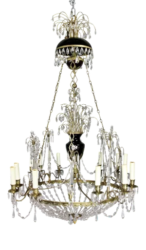 Neoclassical Gilt Bronze and Cut Glass Chandelier