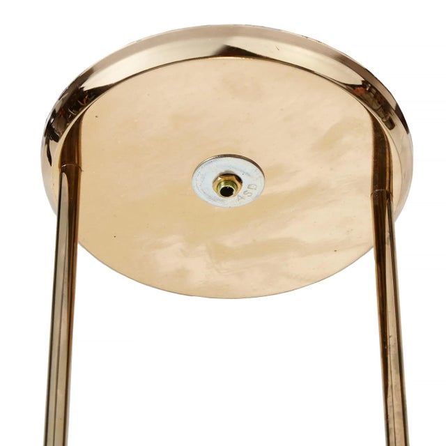 Lightolier 1970s Glass and Brass Saucer Pendant Light For Sale - Image 4 of 9