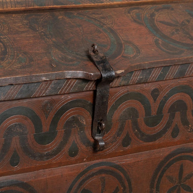 19th Century Painted and Carved Hungarian Dome Top Trunk For Sale - Image 11 of 18