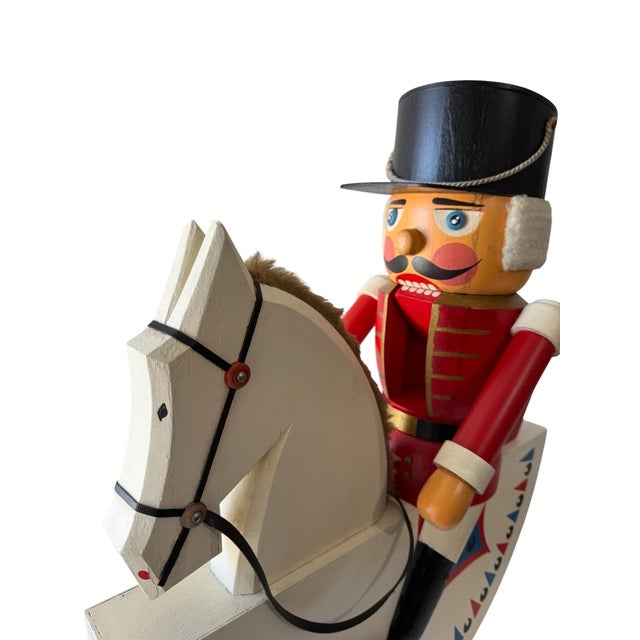 Unknown, Vintage Huge German Folk Art Wood Sculpture Rocking Horse Erzgebirge Reiterlein For Sale - Image 11 of 18