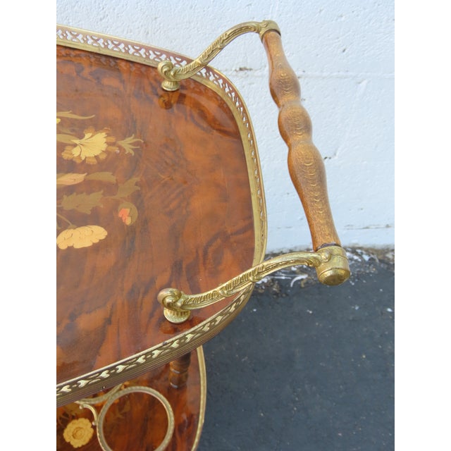 Brown Italian Inlay Bar Server Tea Coffee Cart 6582 For Sale - Image 8 of 14