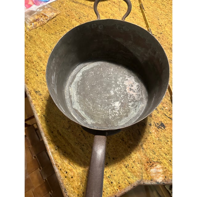 Metal Antique French Copper Pot With Copper Lid. For Sale - Image 7 of 12