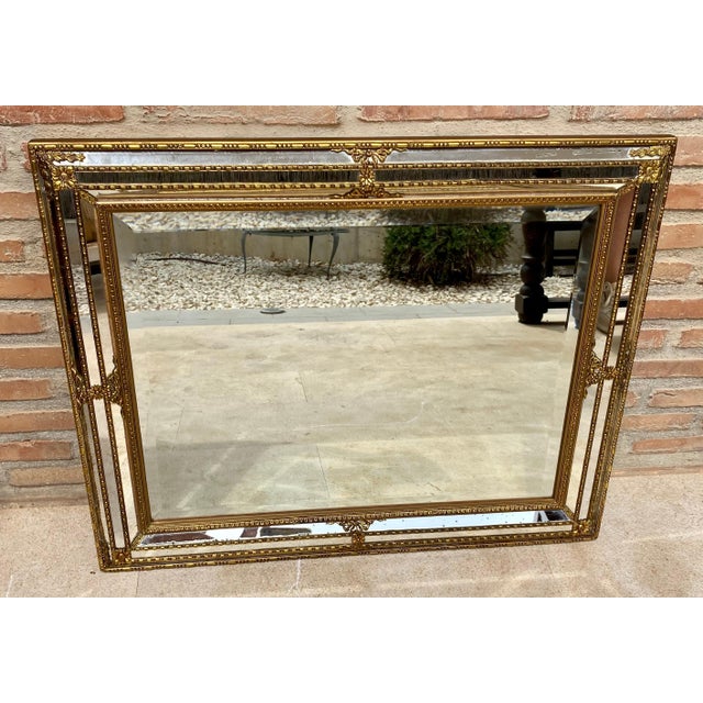 French Directoire Gilded Carved Wood Wall Mirror, 1940s For Sale - Image 14 of 18
