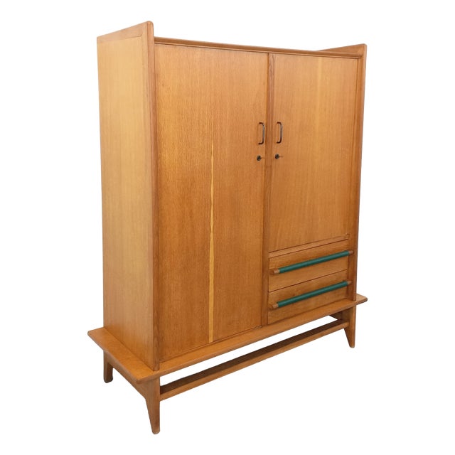 Vintage Oak Wardrobe, 1950s-1960s For Sale