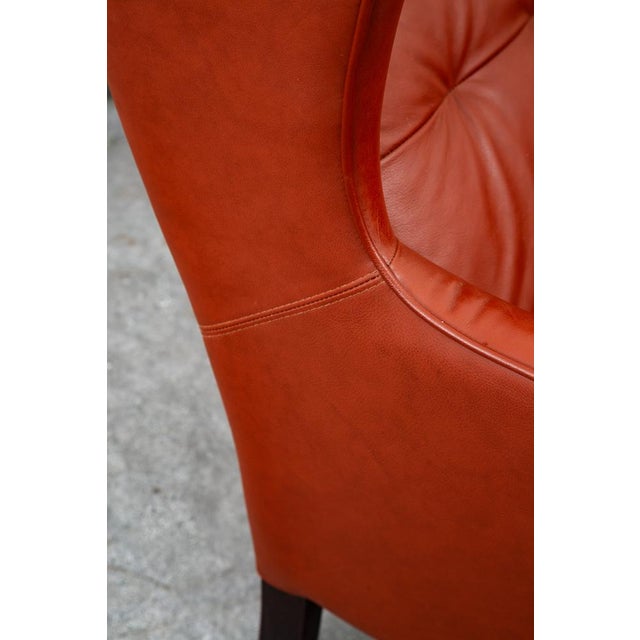 Mid Century Danish Modern Lounge Chair Wingback Red Leather High Back Tufted MCM For Sale - Image 10 of 12