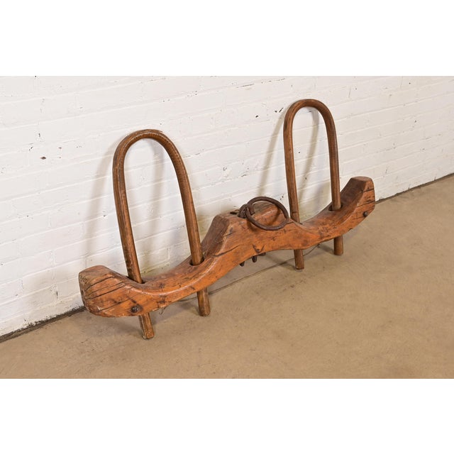 Farmhouse Antique Wooden Ox Yoke – Hand-Carved Farm Wall Sculpture For Sale - Image 3 of 14