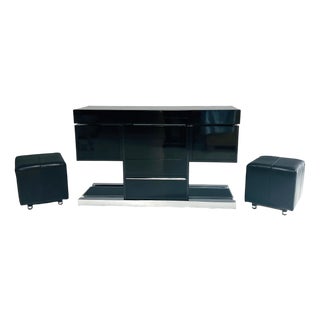 Room Divider Bar with Ottomans, 1970s, Set of 3 For Sale