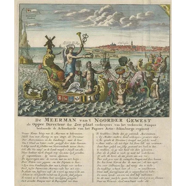 Satirical Print of Mermaids about the Port of Enkhuizen, 1720, Paper For Sale - Image 3 of 10