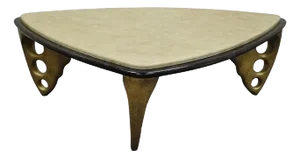 Contemporary Postmodern Faux Marble Top Sculptural Triangular Coffee Table