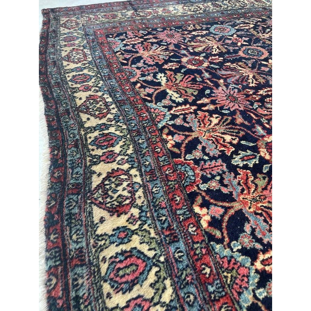 Cotton-Candy Hydrangea with Protective Evil Eye Antique Bibikkibad Rug 8.7 x 11.9 For Sale - Image 10 of 14