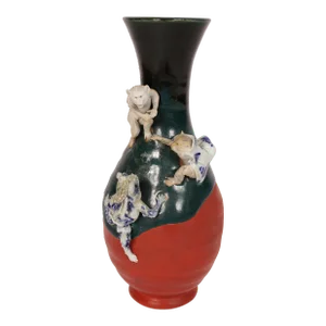 Sumida Ware Vase With Monkeys