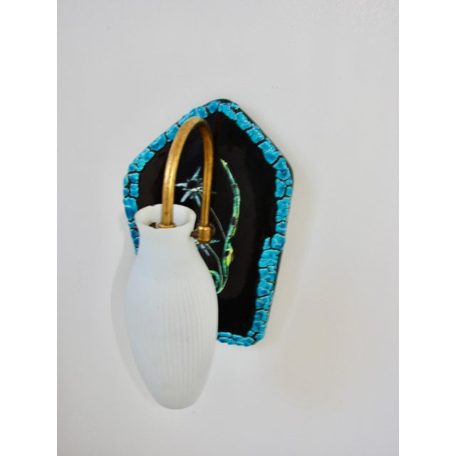 Black Wall Lamp in Ceramic, Brass, and Glass 1960s For Sale - Image 8 of 9