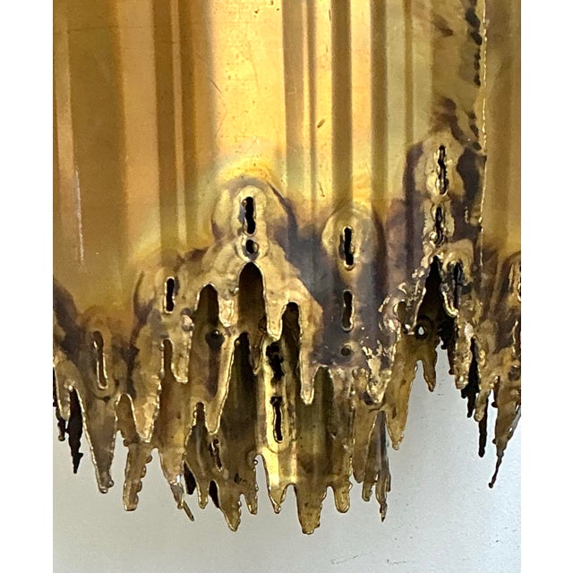 Brass Vintage Tom Greene Brutalist Torch Cut Brass Chandelier For Sale - Image 8 of 12