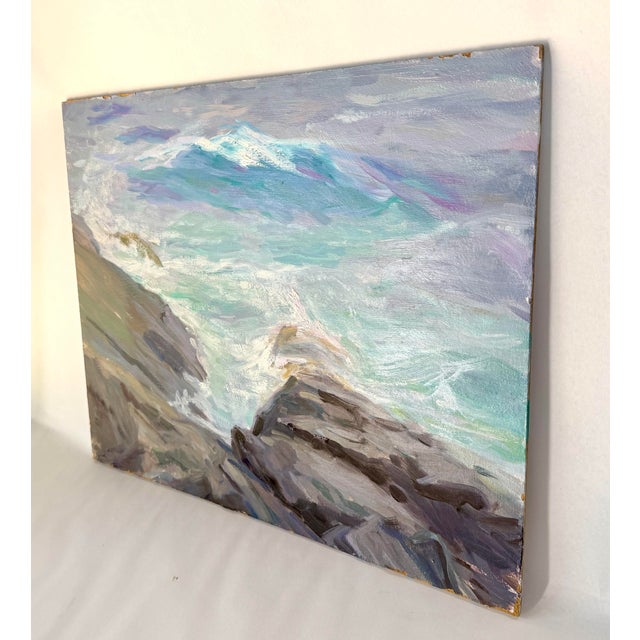 Impressionist Original Mid Century Impressionist Style Painting of Waves For Sale - Image 3 of 7