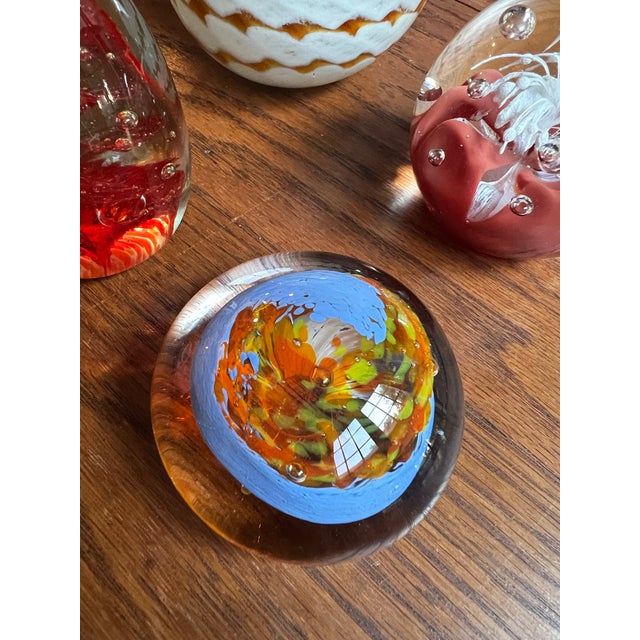 Orange 1970s Collection of Orange and Red Glass Paperweights- Set of 4 For Sale - Image 8 of 12