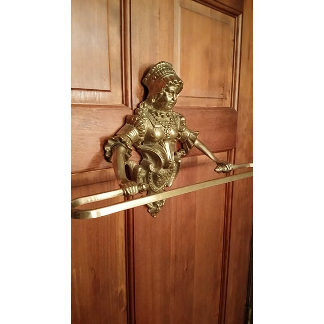Victorian Brass Casting Figural Wall Mount Towel Bar For Sale - Image 13 of 14