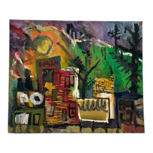 1960’s Vintage Original Abstract Expressionist French Oil Painting Signed Aiello