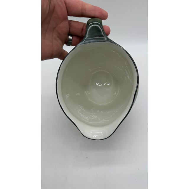 Green A Rare Hand Painted Jean Pouyat Limoges Porcelain Pitcher by F. M. Wood, Circa 1900 For Sale - Image 8 of 12