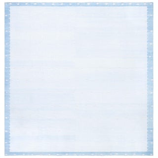 Doris Leslie Blau Mid-Century Dhurrie Light Blue Handmade Rug For Sale