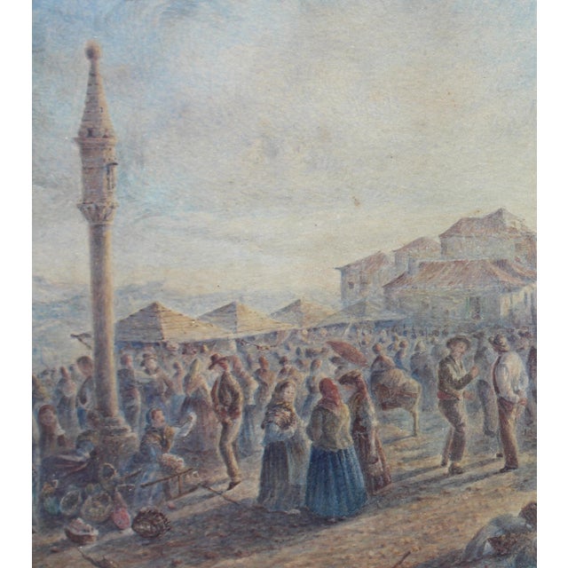 Early 20th Century "Market Day," C. 1900 Framed Aquatint Print For Sale - Image 5 of 6