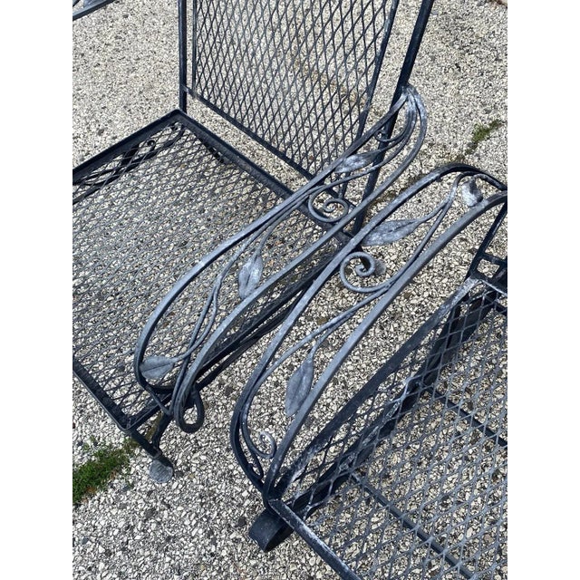 Mid 20th Century Vintage Salterini Style Art Nouveau Wrought Iron Garden Seating & Table, 4 Pieces, Attributed For Sale - Image 11 of 17