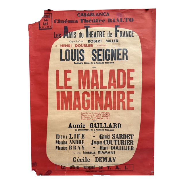 Les Amis Du Theatre De France Poster, 1961 For Sale